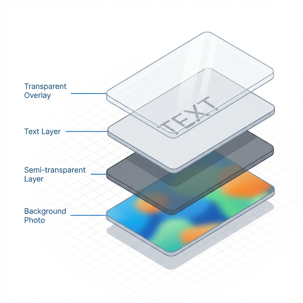 Diagram showing how multiple semi-transparent layers stack to affect contrast
